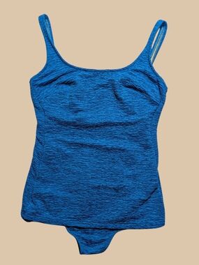 Scoop Neck Blue One-Piece Swim Tank